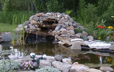 Pond and Waterfall Using Our Woven Poly Greenhouse Plastic